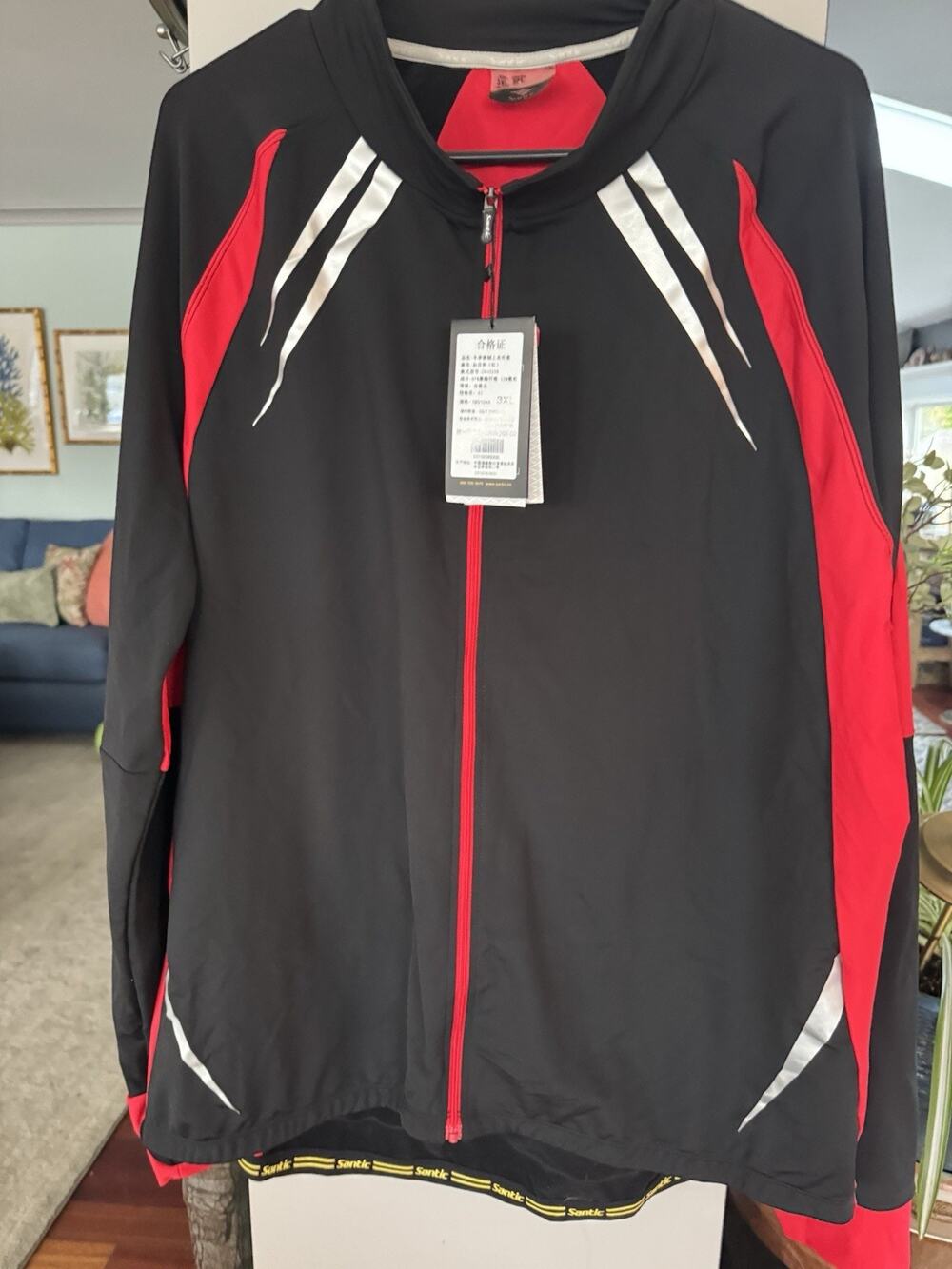 Santic Mens Cycling jacket Black Red sz 2XL NWT